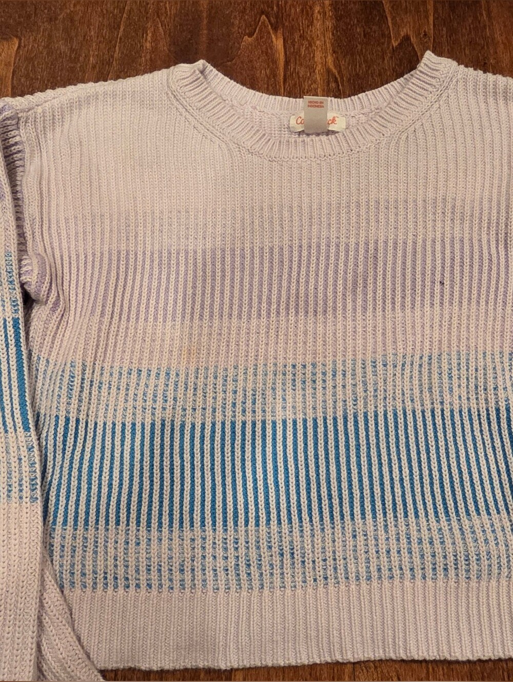 Cat & Jack Light Purple and Blue Striped Crewneck Sweater Medium 8 GUC